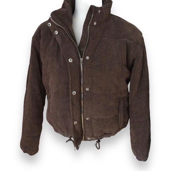 ⛔️SOLD⛔️ ASHLEY BY 26 INTERNATIONAL Corduroy Puffer Full-zip Jacket Brown Size M - Picture 5 of 14